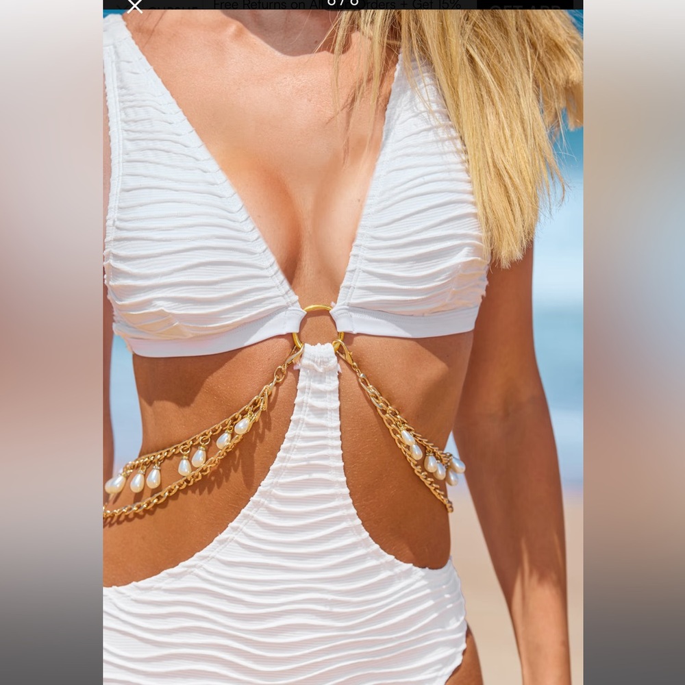 Cupshe divine aura white monokini swimsuit size S